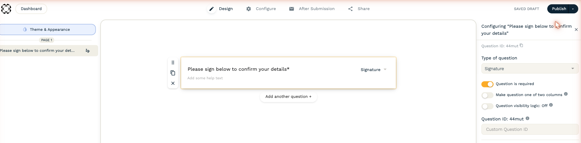 Paperform's built-in signature field setup