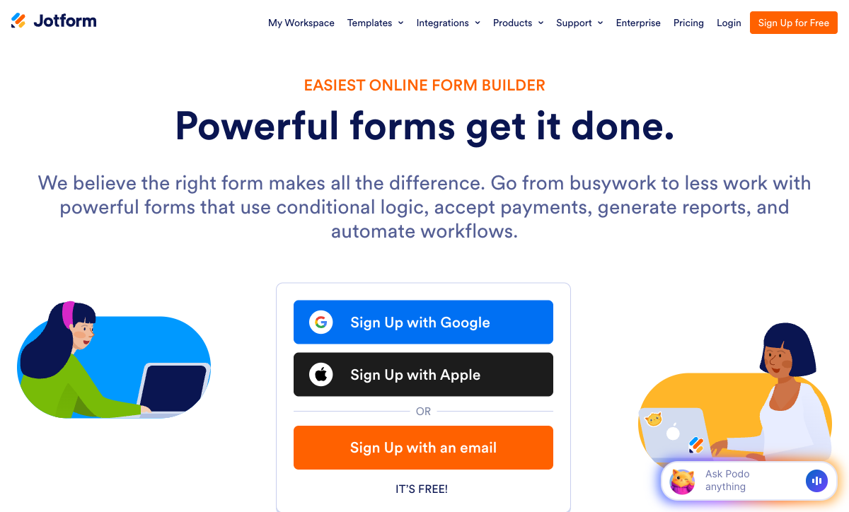 Jotform homepage