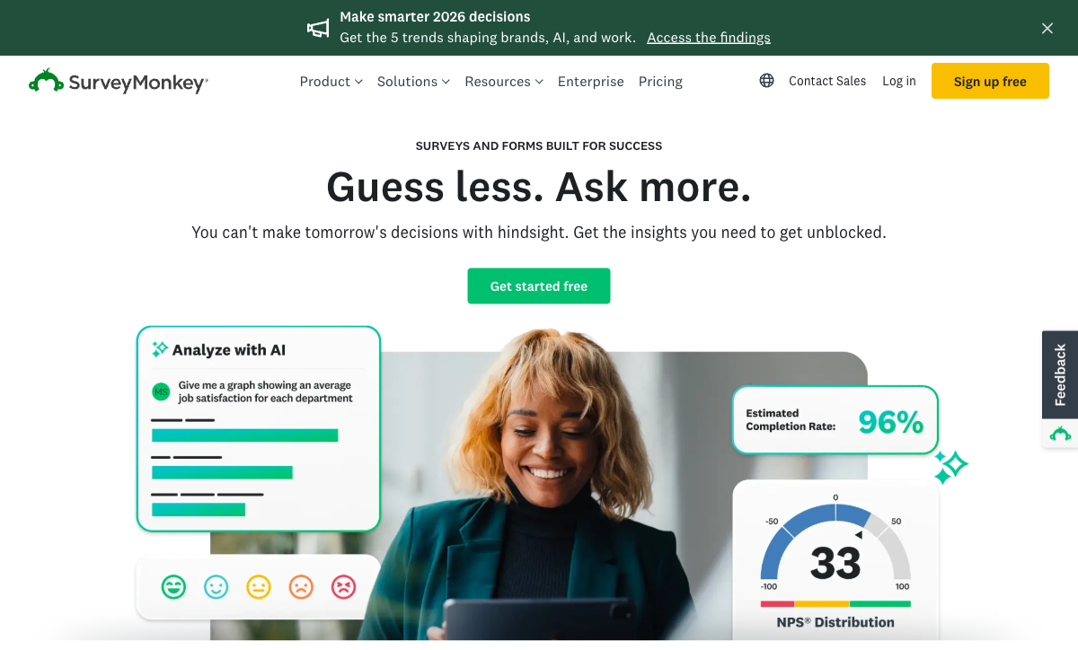 SurveyMonkey homepage