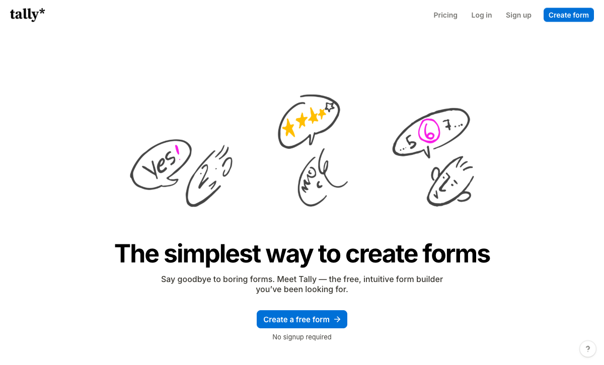 Tally homepage