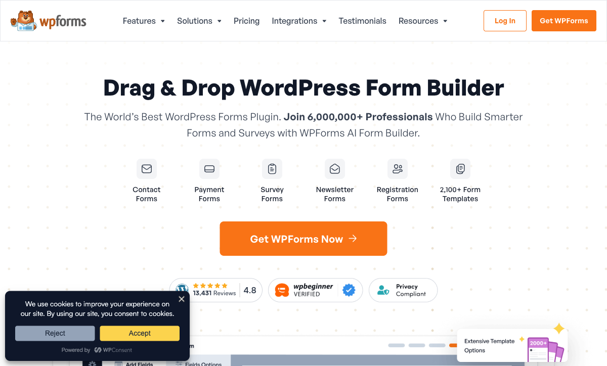 WPForms homepage