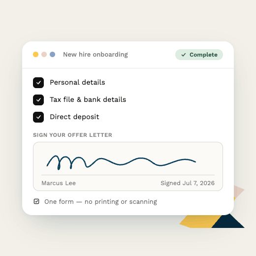 New-hire onboarding form with e-signature in Paperform