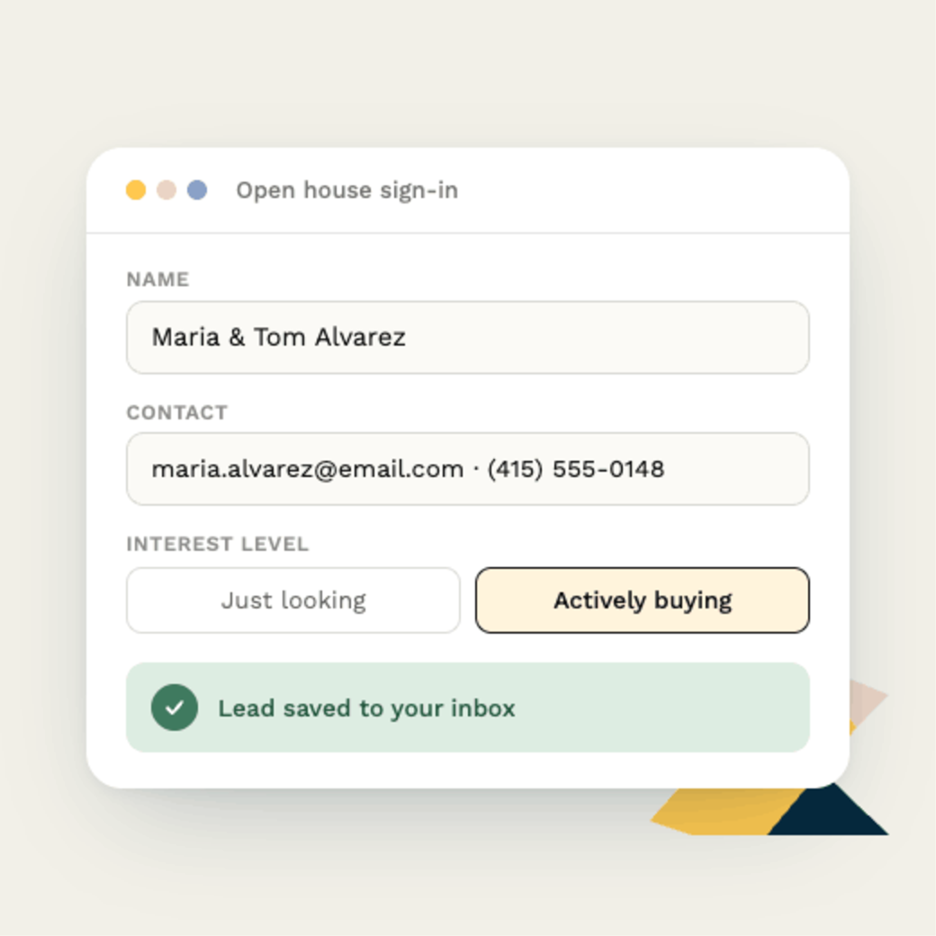Open house digital sign-in sheet in Paperform