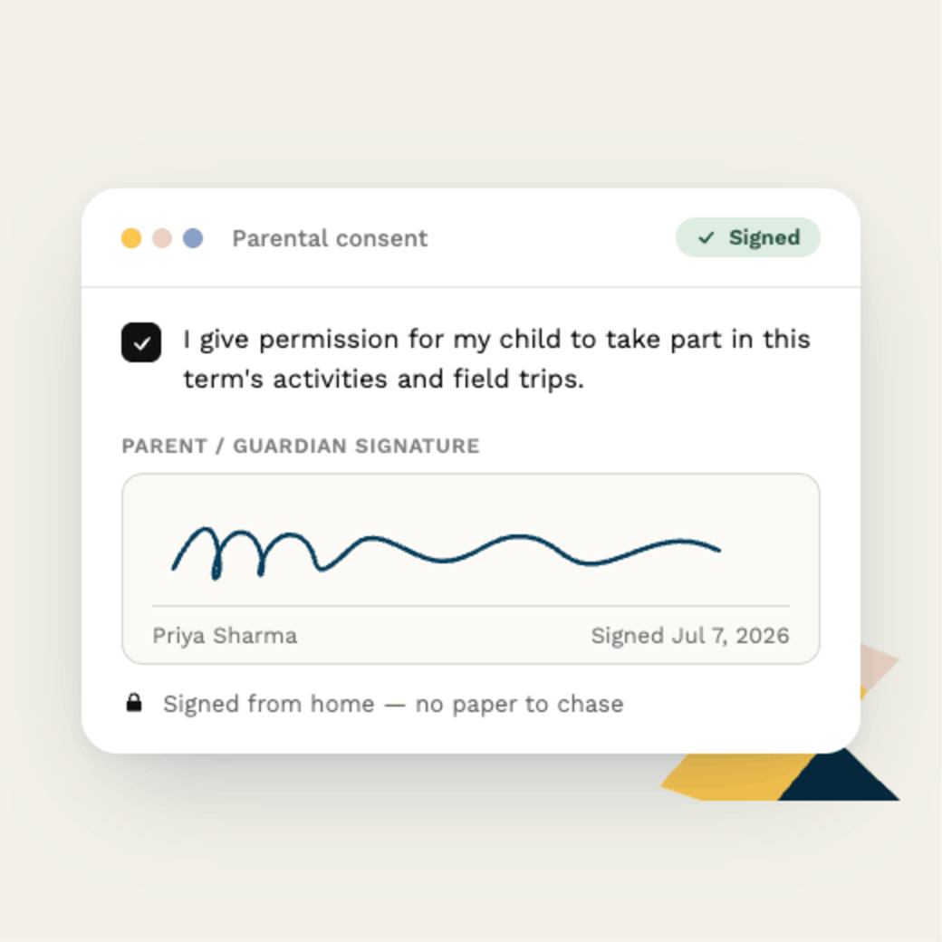 Parental consent form with e-signature in Paperform