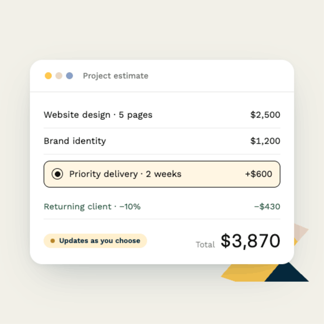 Quote form with automatic price calculation in Paperform